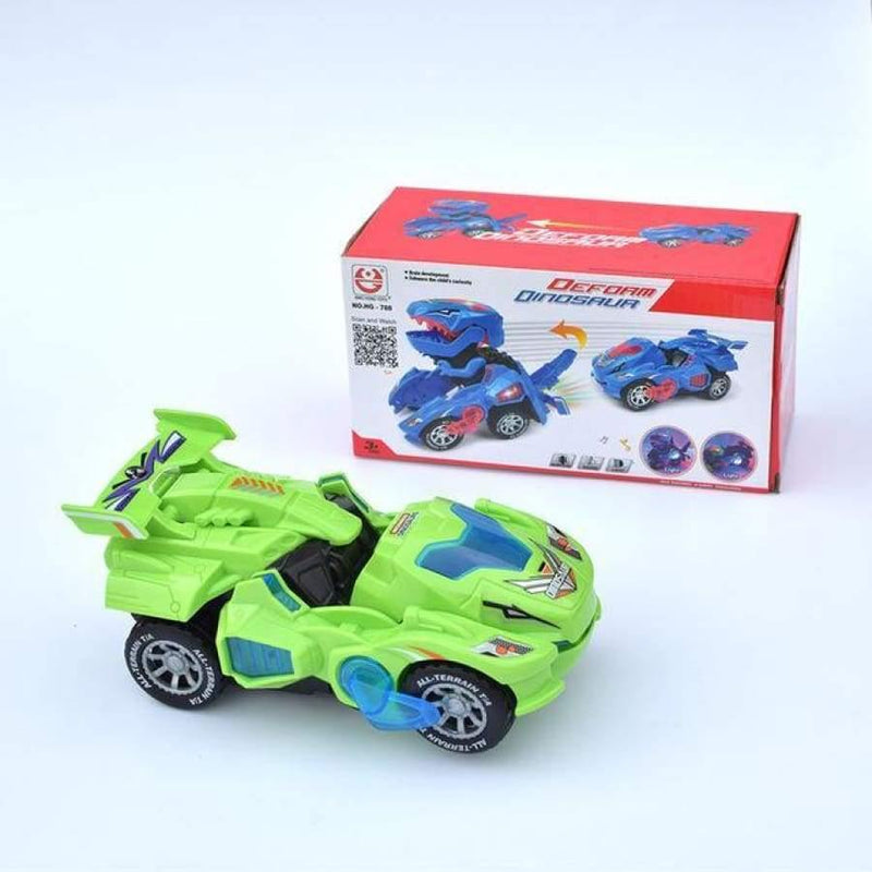 3D Transforming Dinosaur Toy LED Car With Light Sound for Kids - Clauve