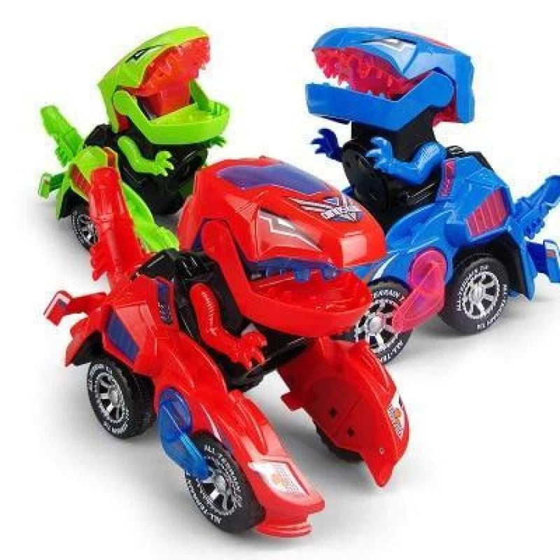 3D Transforming Dinosaur Toy LED Car With Light Sound for Kids - Clauve